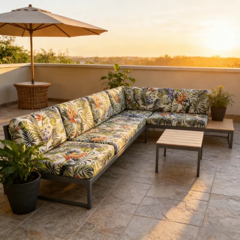Outdoor Cushion Cover Patio Stretch Sofa Cushion Covers Tropical Rainforest Couch Slipcover Outdoor Garden Furniture Protector
