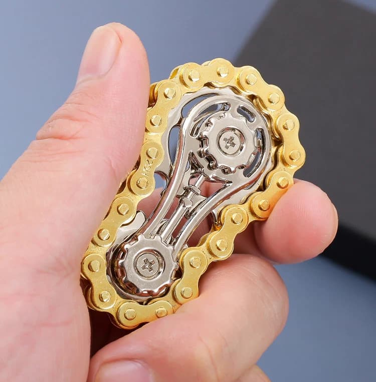 Fidget Spinner in Metallo a Forma di Catena di Bicicletta, Volano Antistress, Giocattolo EDC per Alleviare lo Stress