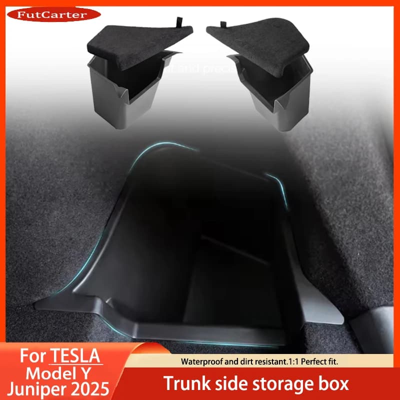Per Tesla ModelY Juniper Baule posteriore Scatola portaoggetti lato sinistro destro con coperchio Organizer per bagagliaio posteriore Accessori decorativi per partizioni