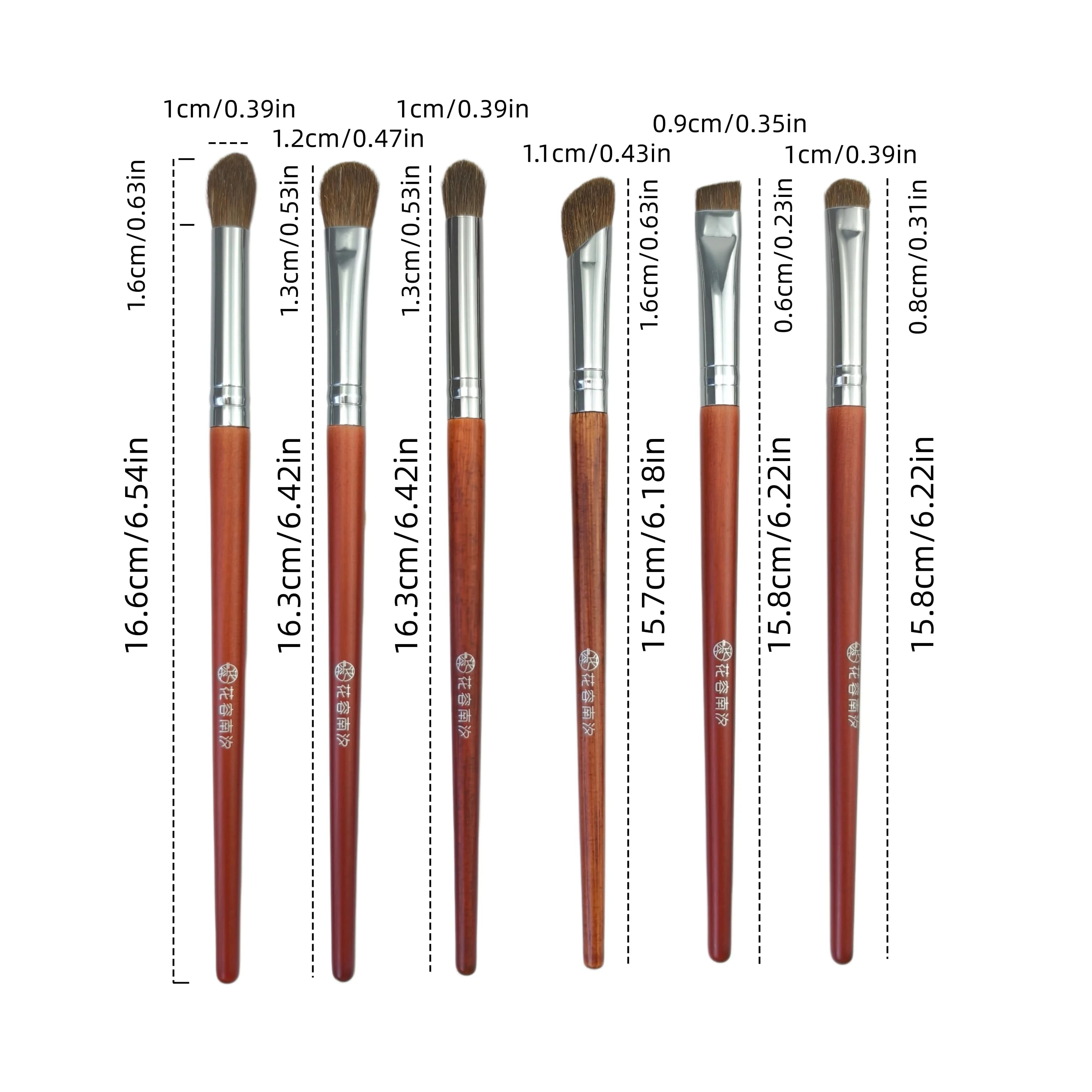 6 Pcs Pony Hair Makeup Brush Set Foundation Blending Eye Shadow Nose Contour Eyebrow Eyeliner Blush Cosmetic Tools