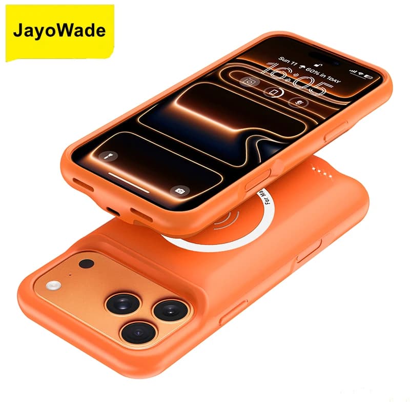 Custodia per caricabatteria wireless arancione da 10000 mAh per iPhone 17 Pro Max Ricarica batteria magnetica per iPhone 17 Pro Max