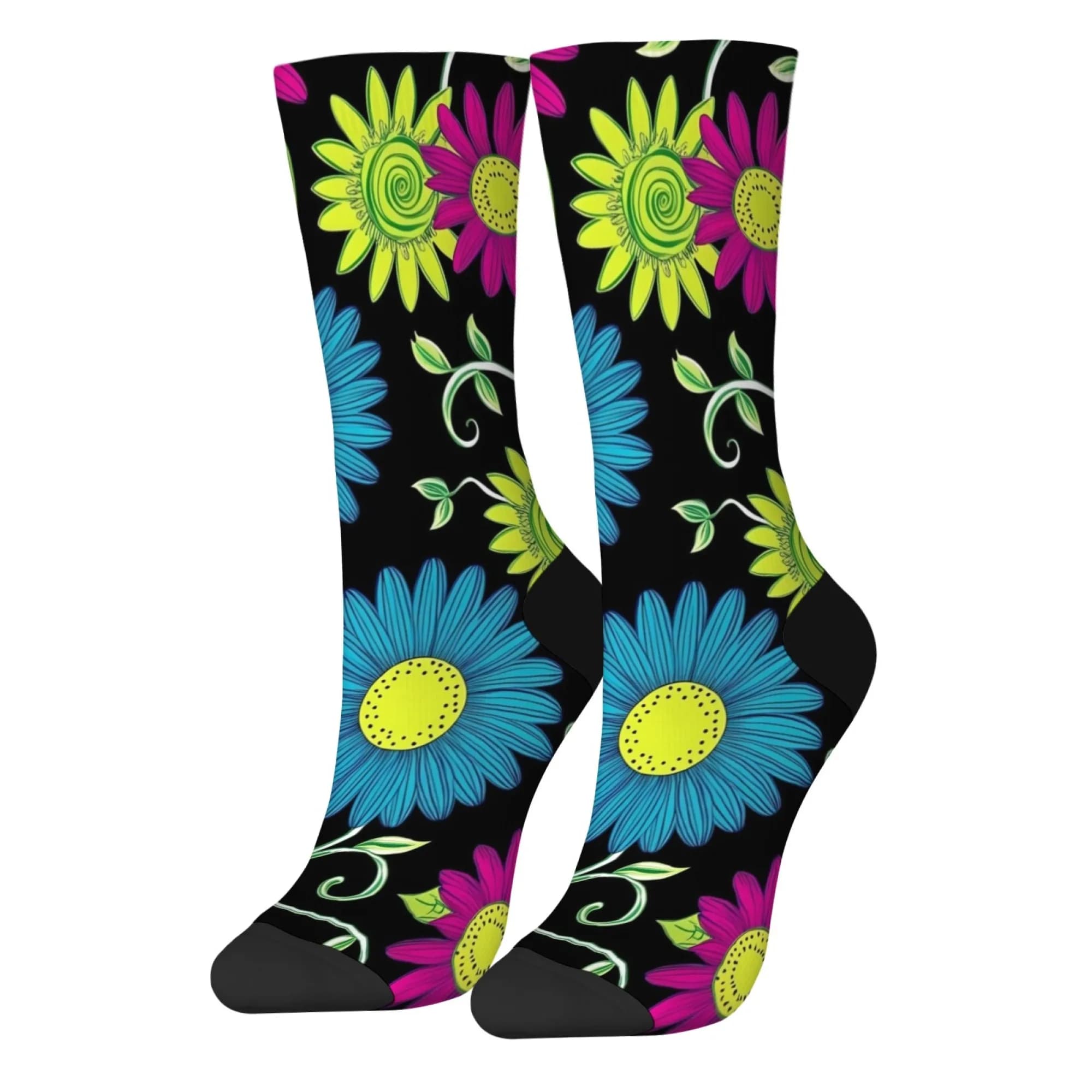 Calzini lunghi floreali colorati alla moda Calzini morbidi da skateboard traspiranti da donna Cartoon Happy Retro Regali per feste casual
