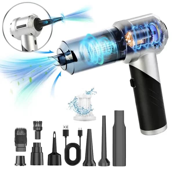 Aspirapolvere per Auto Senza Fili Portatile con Aspirazione 20000PA, Motore Brushless, 3 Livelli di Aspirazione, Ricaricabile Tramite USB-C
