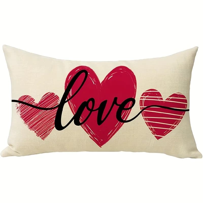 1 fodera per cuscino lombare stampata a tema Love Heart, adatta per divano, camera da letto, soggiorno, sala ricevimenti, regalo dolce per gli innamorati.