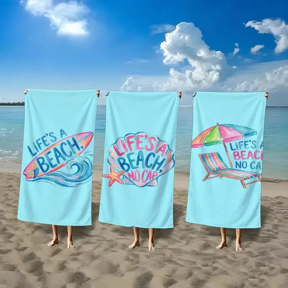 Y2K Aesthetic Lifes a beach no cap Towel ultra-fine fiber quick drying absorbent bath towel, outdoor swimming sports towel