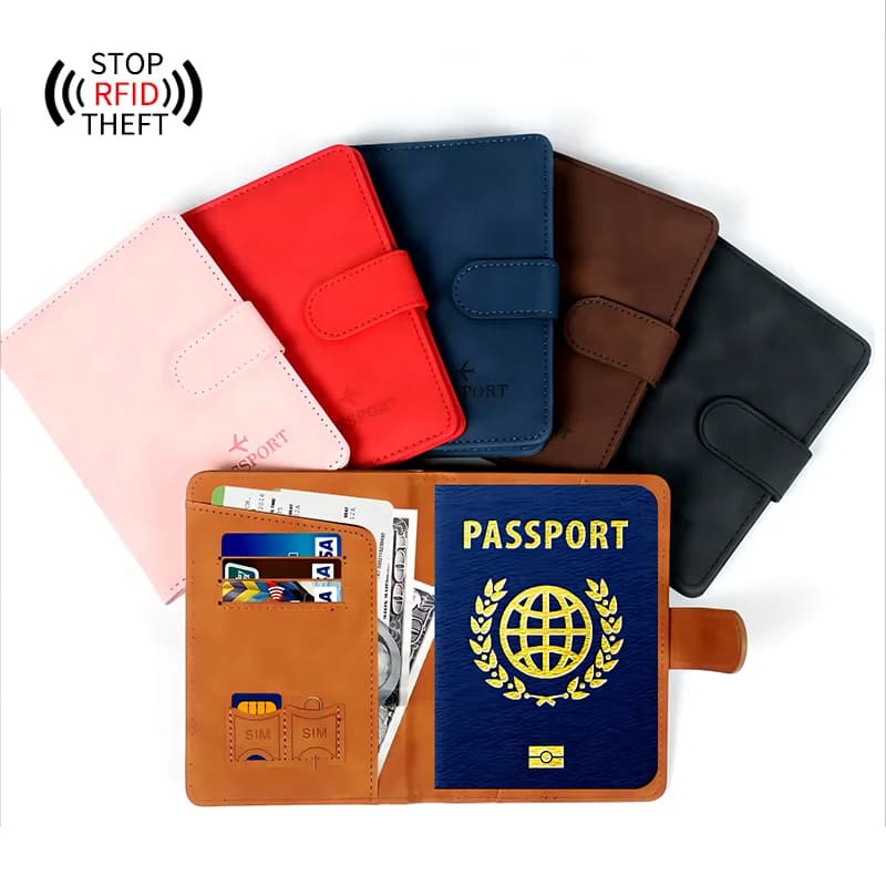 Custodia porta passaporto da viaggio unisex con blocco ANTI RFID con cerniera per uomo donna custodia a portafoglio per passaporto borsa per accessori da viaggio