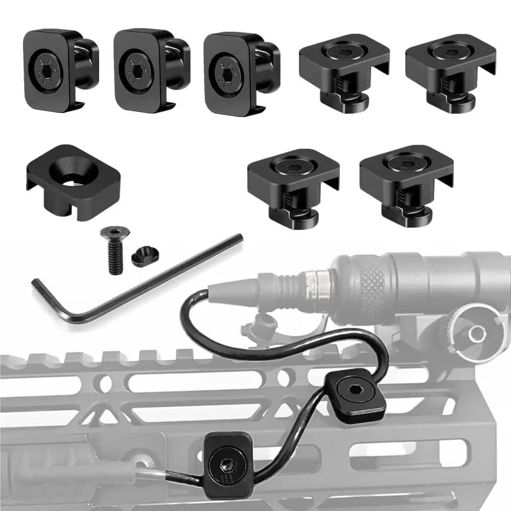 8 Pezzi Clip per Gestione Cavi Mlok, Guide per Cavi Interruttore a Pressione PEQ DBAL-A2 M600 ABS, Accessori Tattici per Caccia