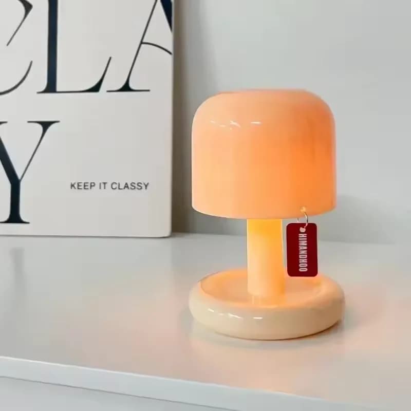 Mini Lampada da Tavolo Effetto Tramonto, Luce Notturna Creativa Ricaricabile USB a Forma di Fungo per Bar, Casa, Camera da Letto