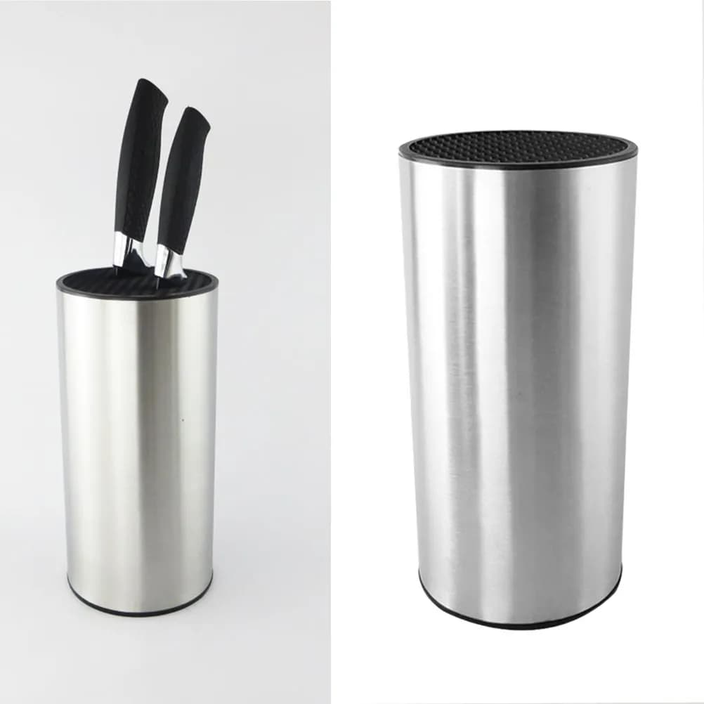 Stainless steel knife holder with plastic base, Multifunctional Kitchen Organizer, Tool holder with drainage, for Ceramic and Pelapatate Knives