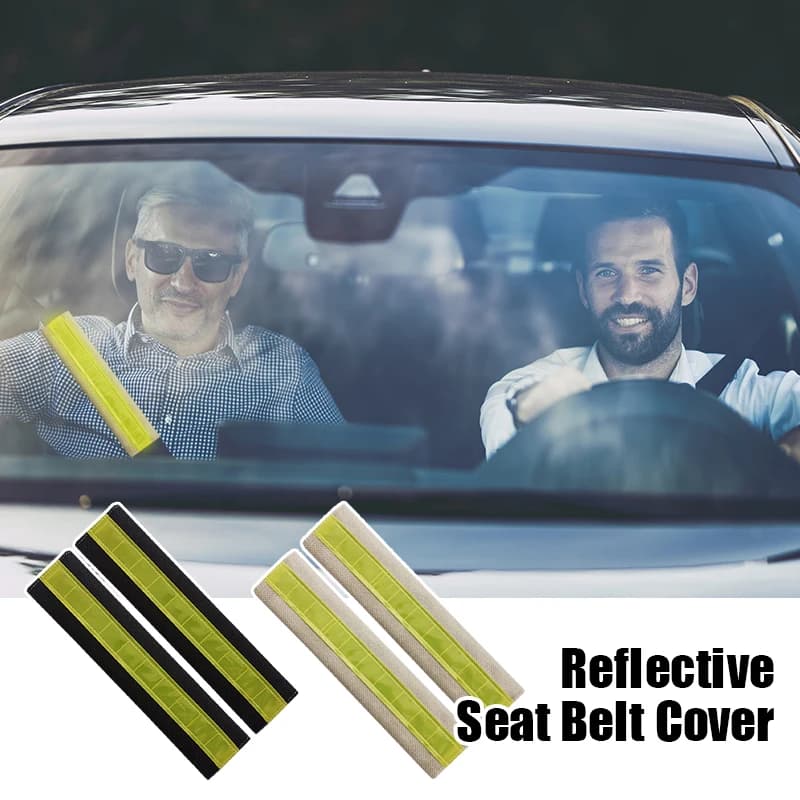 2 Pieces Reflective Cover for Car, Long Belt, Bearing Shoulder, Padded Safety Belt, Night Reflection, Universal Truck and Car Accessories
