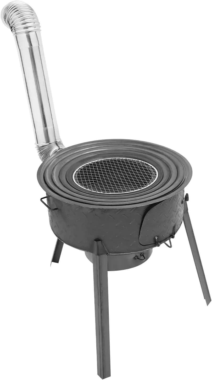 Stufa a Legna Portatile Grande, Griglia a Carbone per Campeggio, BBQ, Cucina all'Aperto e Uso Domestico (Diametro 20,5 Pollici)