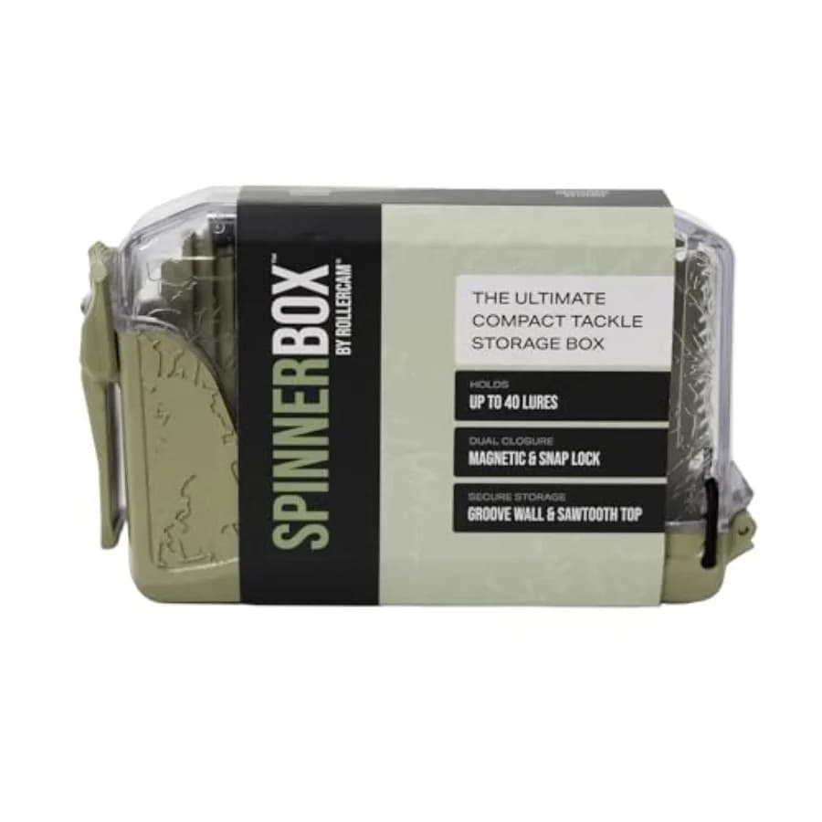 SpinnerBox Compatta Box for Fishing Equipment, Contains Up to 40 baits, Transparent Cover with Magnetic and Scatto Closing, Rotating bait Organizer