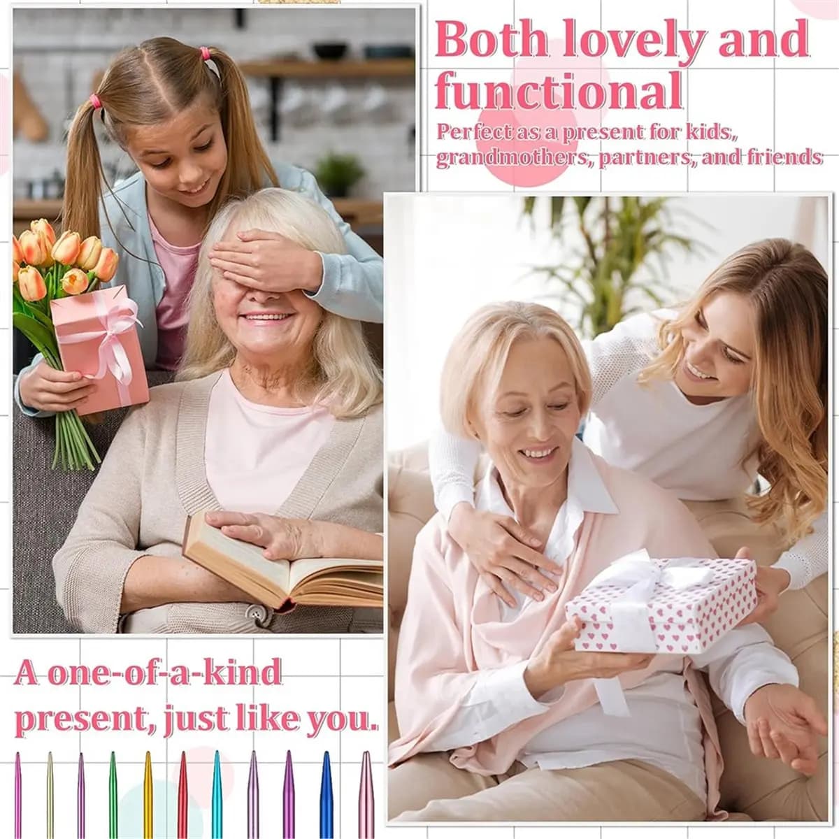 DT35BG Double Point Knitting Needles Set 55 Pcs 6 Inch Aluminum Knitting Needles 11 Size Multicolor Straight Knitted Needle