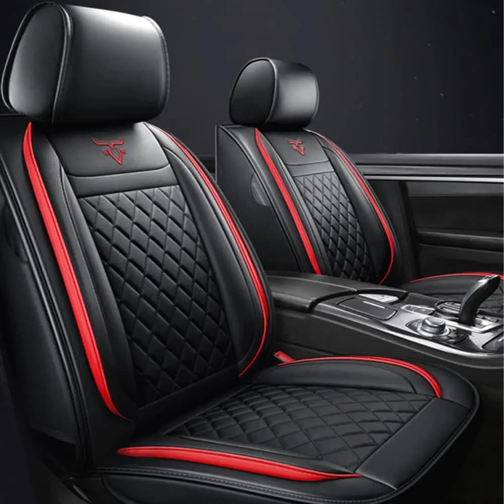 5 Seat Car Seat Covers Set of PU leather seats completely surrounded by Black+Red