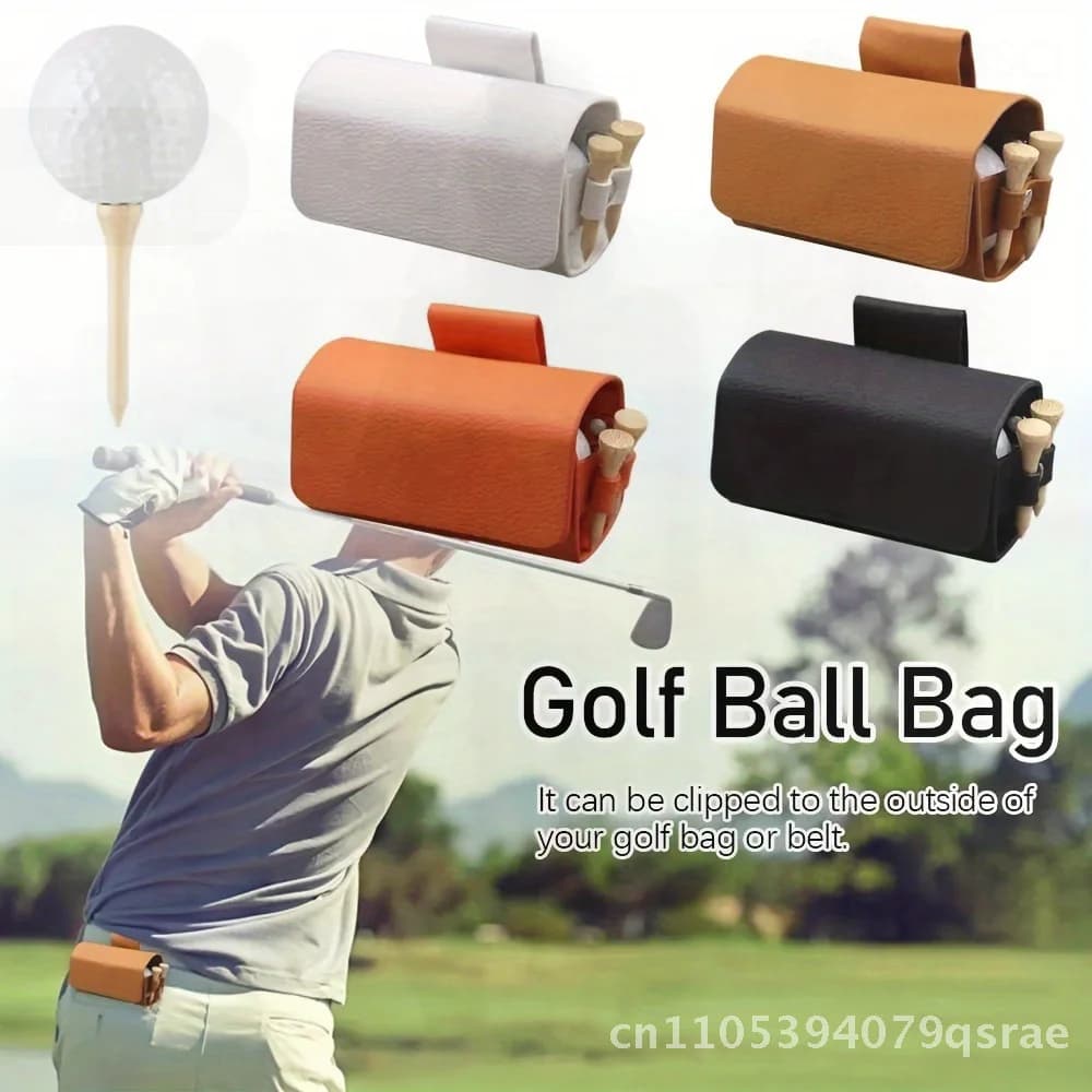 Marsupio per palline da golf in pelle coreana Borsa per palline piccola portatile in pelle PU verde per fitness sportivo e attività all'aperto