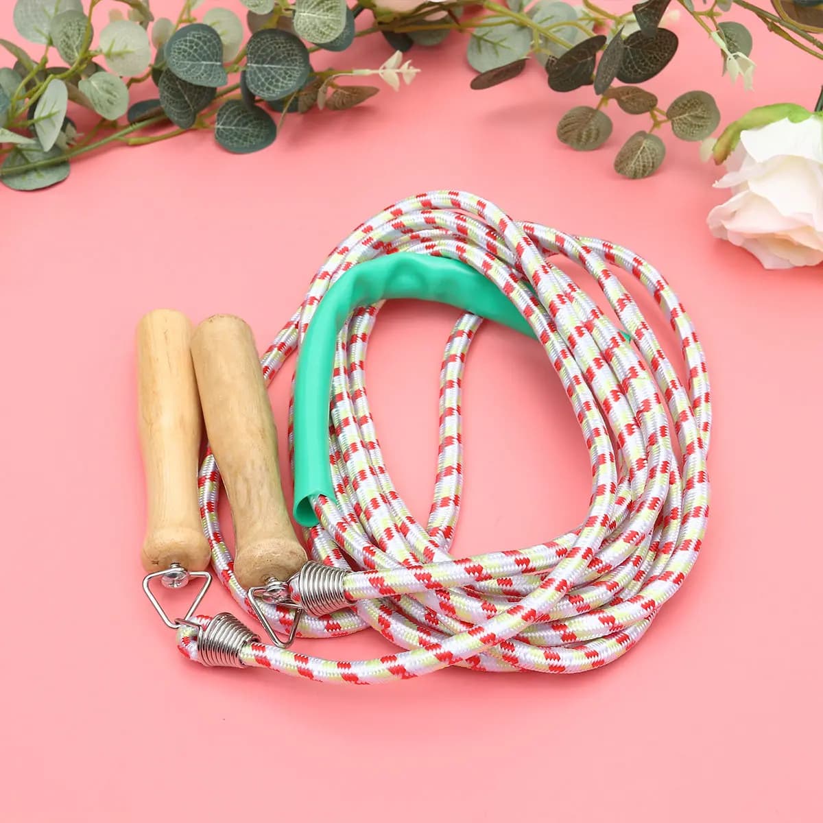 1Pcs Wooden Handle Jump Rope 5M Sturdy Lightweight Skipping Exercise Fitness Training for Kids Adults Random Color