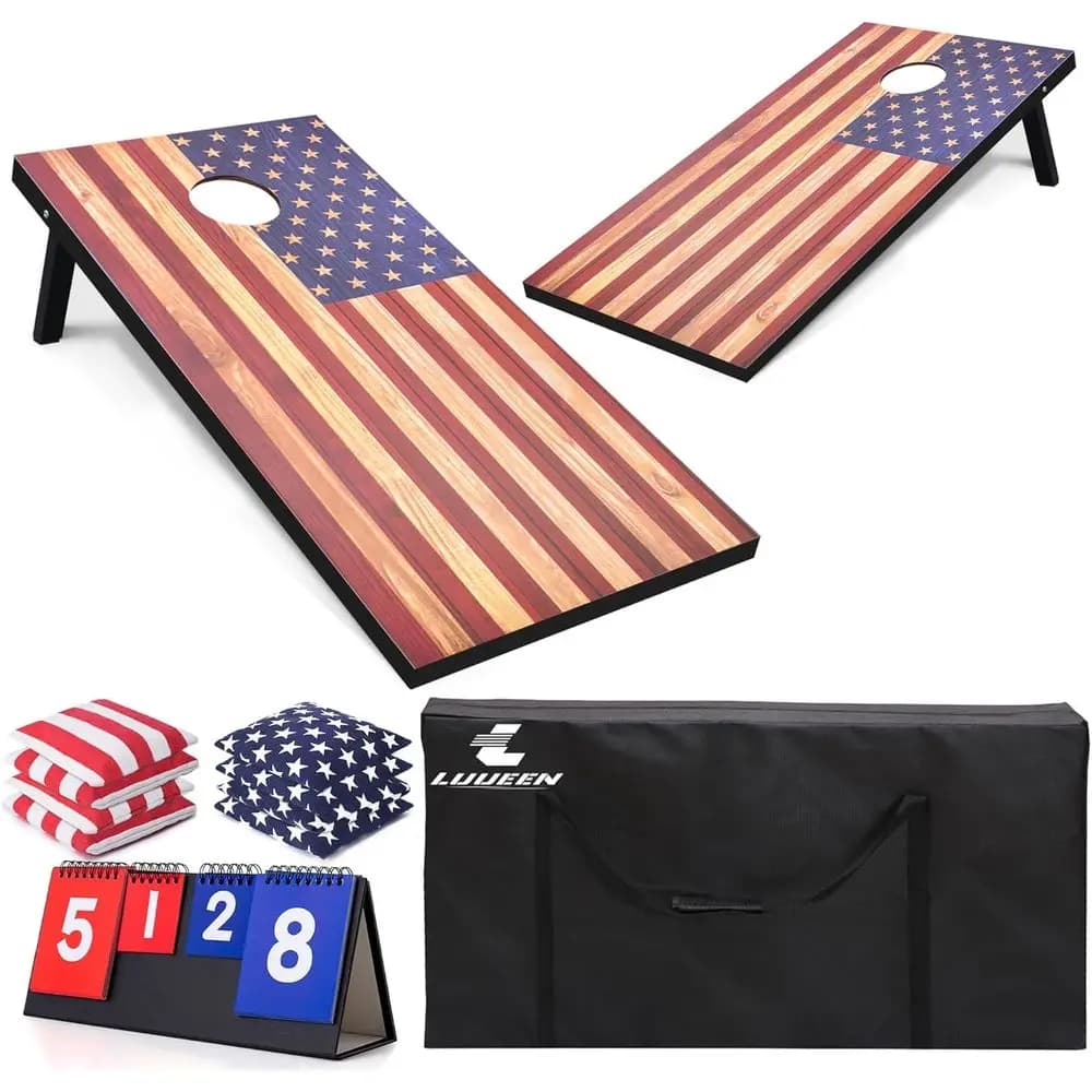 Set di Tavole da Cornhole Misura Regolamentare 4x2 con 8 Sacche Impermeabili, Borsa per il Trasporto e Tabellone Segnapunti