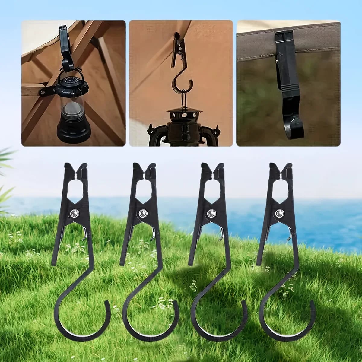 PVC Tent Clips Hooks Durable Lightweight Camping Gear Hangers for Outdoor Travel Secure Hanging Towels Equipment Accessories