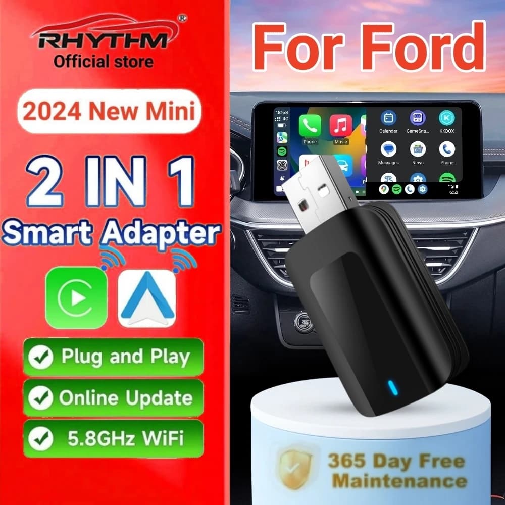 Wireless CarPlay Adapter Android Auto 2 in1 Smart Dongle Play & Plug for Ford c-max Flex Edge Expedition Transit Super Duty Evos