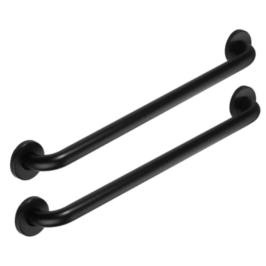 Set of 2 Safety Handles for Shower 24 Inch with Hidden Screws, Black Handles for Seniors in Stainless Steel Resistant