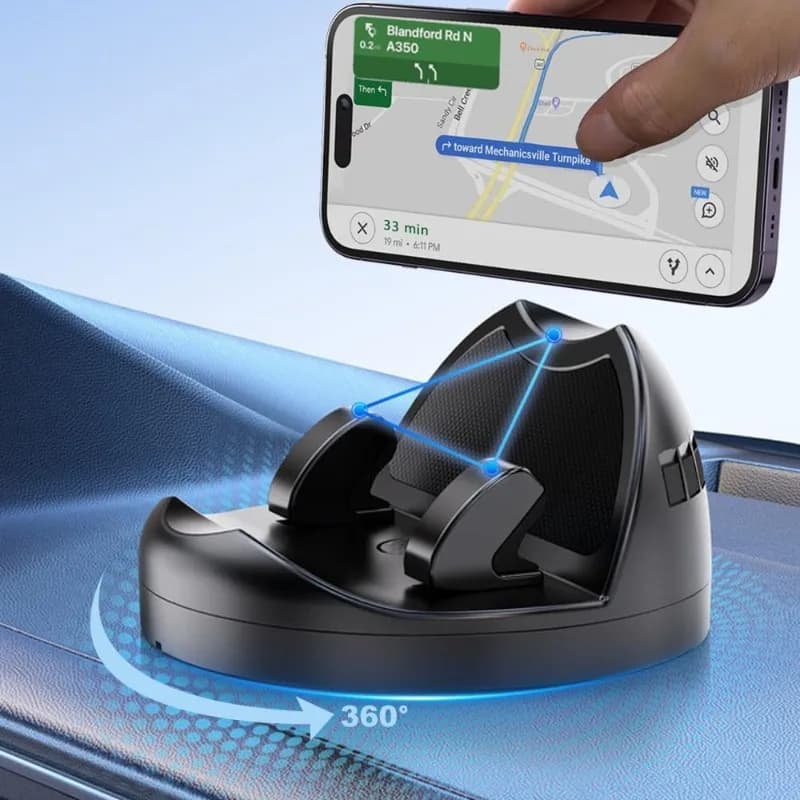 Supporto ergonomico per auto con rotazione a 360° ° Rotazione - Funzionamento Facile con Una Sola Mano per il Tuo Smartphone