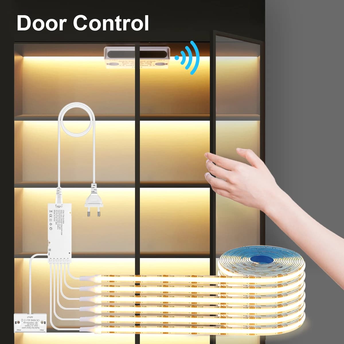 Sensore di Controllo Porta Intelligente a Risparmio Energetico, Luci COB, Interruttore Intelligente, Striscia LED COB per Illuminazione di Librerie e Cantinette