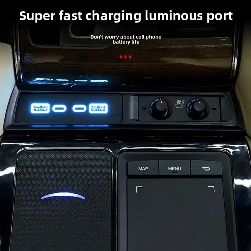 Hub USB per console auto 45W con ricarica rapida, 4 porte, docking station, splitter, adattatore per Toyota Alphard Vellfire serie 30 2015-2023