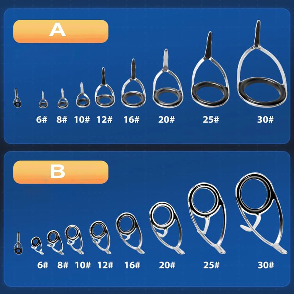 Set di 9 pezzi guida per canna da pesca anelli in ceramica sostituzione canna da pesca anello superiore punta guida per occhi riparazione costruzione kit in acciaio inossidabile