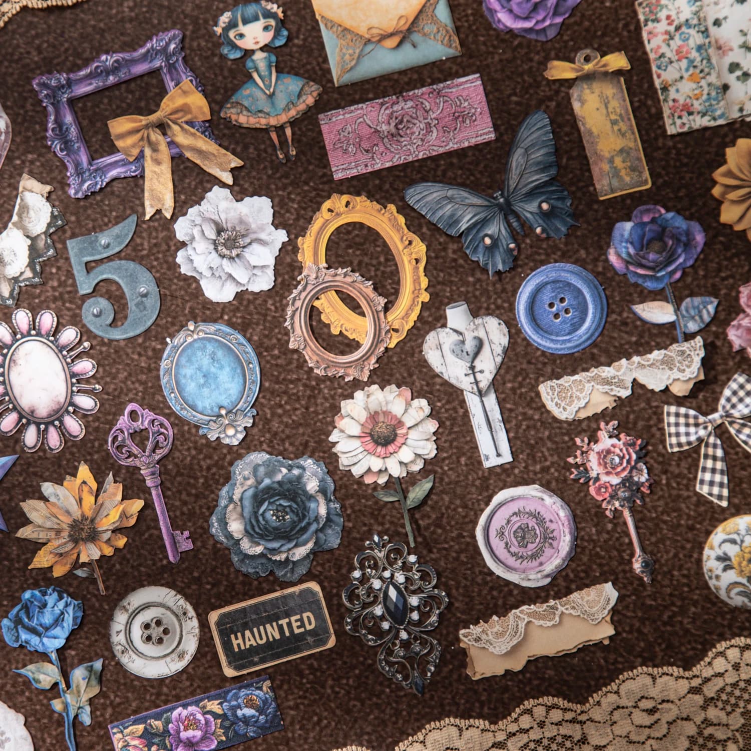 30 fogli/borsa adesivi a tema floreale vintage per scrapbooking fai da te materiale collage a mano cornice della cassa del telefono decorazione del computer