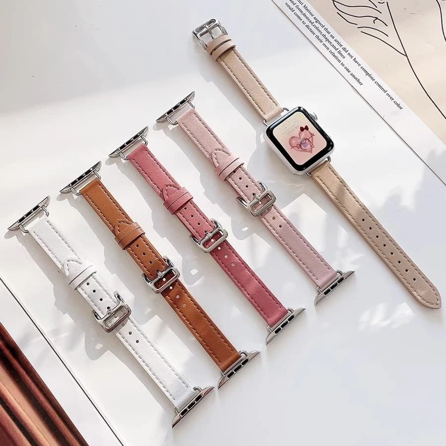 Cinturino Apple Watch in pelle sottile per bracciale da donna Ultra 49mm-45mm compatibile con iWatch Series 10 9 ultra SE 8 7 6 5 4 3 2 1