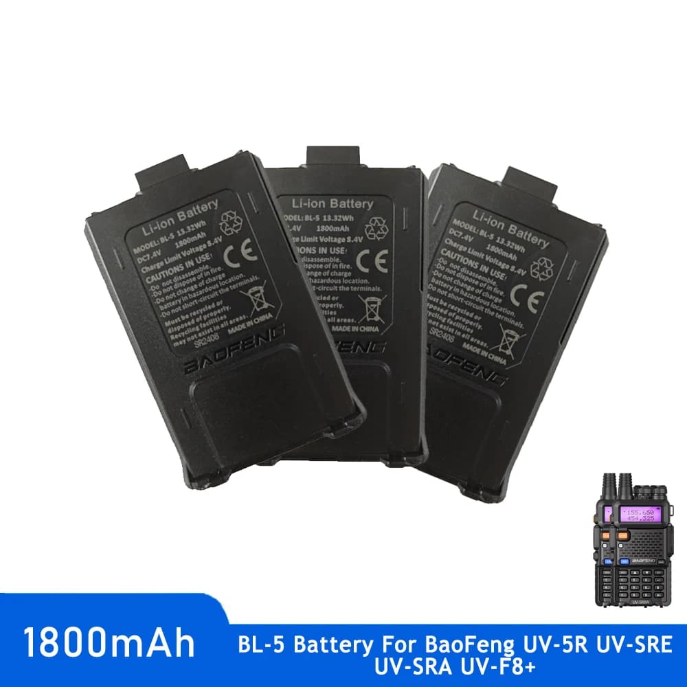 Per UV5R Baofeng Walkie Talkie Batteria 1800mAh 7.4V BL-5 Batterie Lipo Ricaricabili BF-UV5R Accessori Radio UV-5R UV-5RE