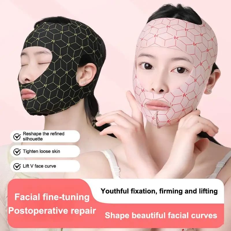 Maschera Viso Riutilizzabile Effetto Lifting a V, Fascia Modellante Antirughe per il Sonno, Strumento di Bellezza Traspirante per la Cura della Pelle