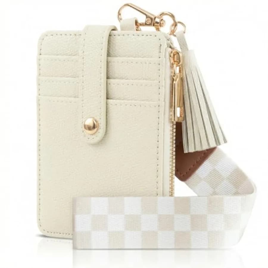 Stylish Wristlet Keychain Wallet for Women - Slim Design Credit Card Holder w/ Plenty of Storage incl. Clear ID Window and Zipp