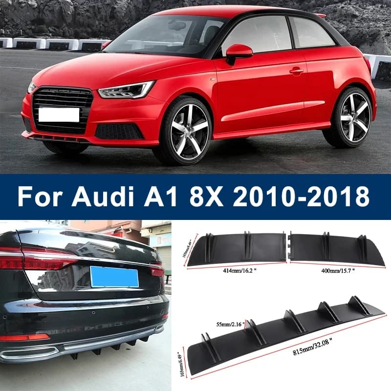 2-Segment Shark Fin Type Rear Diffuser For Audi A1 8X 2010-2018 , Chassis Spoiler and Rear Bumper Splitter, Tuning Parts