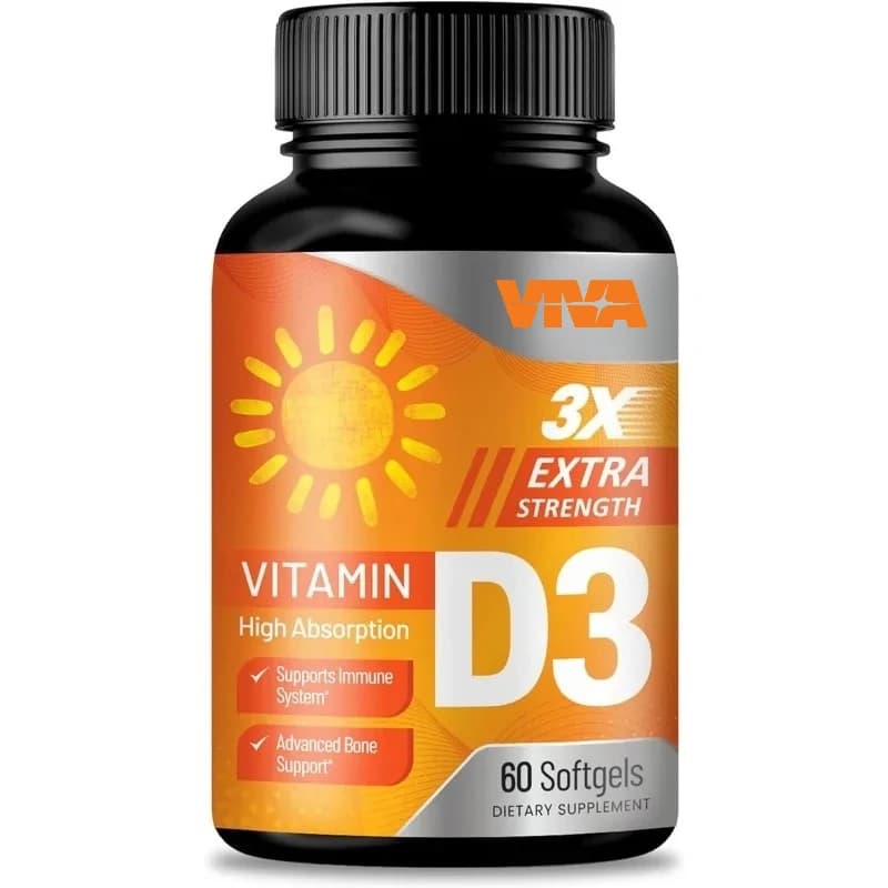 Vitamin D3 supplement Soft capsules 5000 UI (125 mcg) - Used for support for bone, teeth, muscles and immune systems