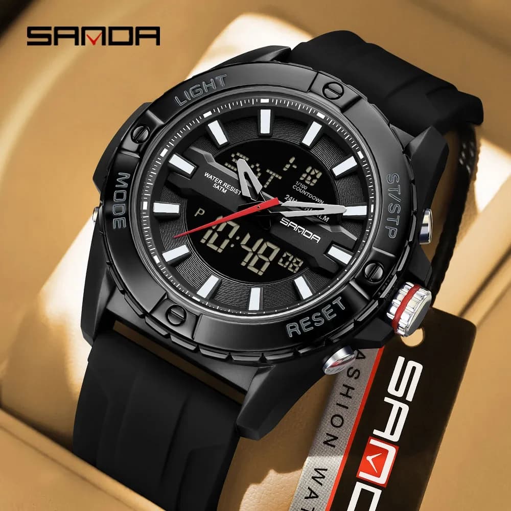 Pulse watch SANDA 5111 Style G with Double Display, Chronograph, Alarm clock, Rovescia count, Multifunction, Man Quartz