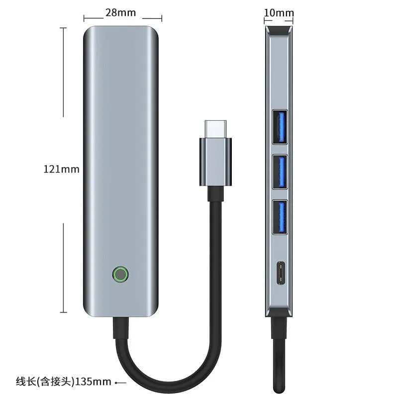 Hub USB-C Tipo-C, Docking Station Multiporta, Trasferimento Dati USB 3.0 a 5 Gbps, Espansione per Laptop e Dispositivi Mobili, Prodotti Disponibili