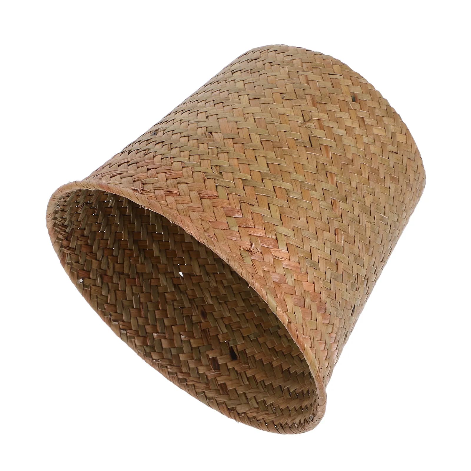Seagrass Woven Storage Basket Multipurpose Desktop Organizer Compact Wastebasket Plant Pot Holder Suitable for Bedroom Bathroom