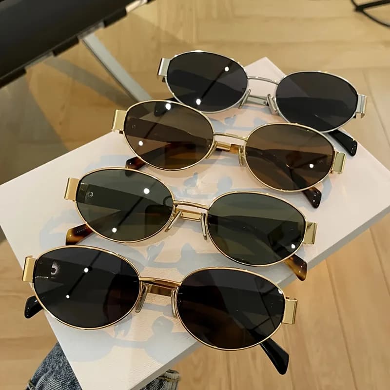 4-Piece Set of Oval-Shaped, Stylish Metal Small Round Fashion Glasses, Suitable for Driving, Fishing, Cycling and Other Activities, Unisex, Durable for Daily Wear