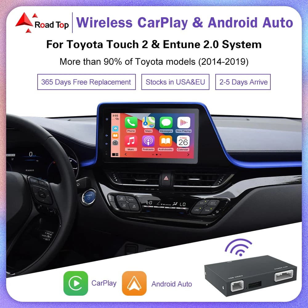 Kit di Retrofit automatico Android Carplay Wireless per Toyota Highlander/RAV4/Tundra/Tacoma/Camry/Corolla/Avalon/Prius/C-HR/Sienna