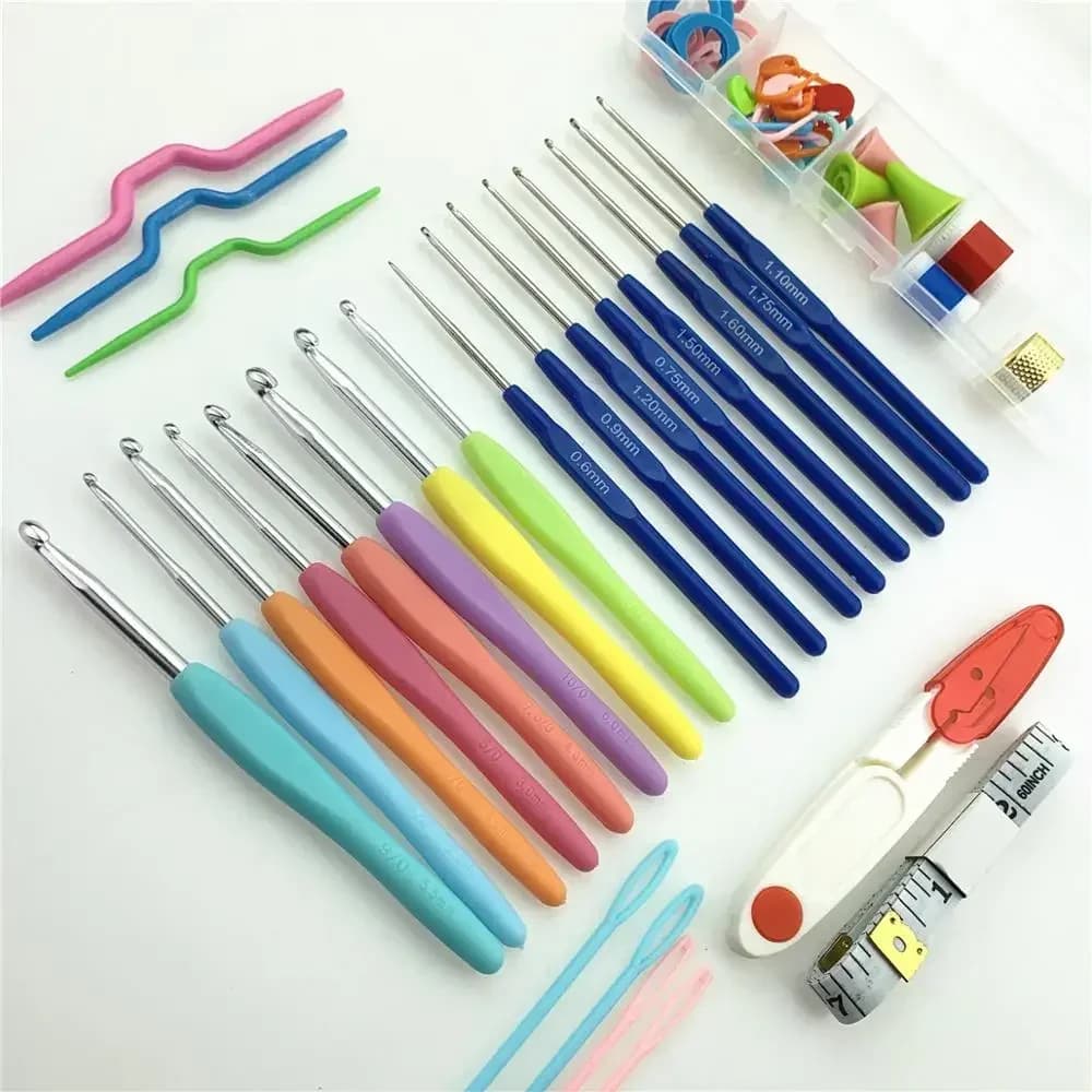 1set for Crochet Set Handmade Wool Knitting Crochet Tool Set Combination Pack Metal Aluminum Yarn Needle