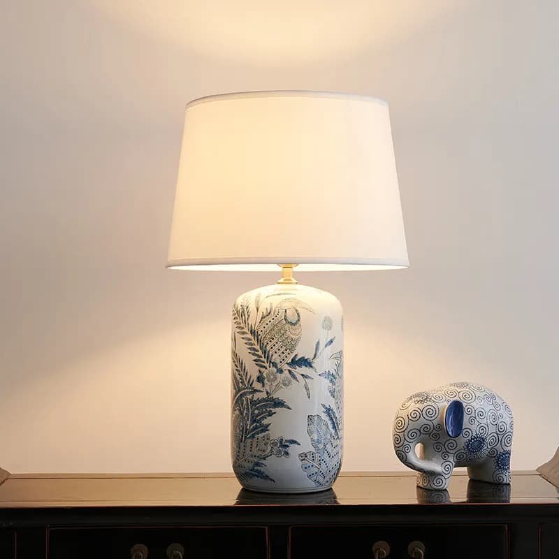 Lampada da Tavolo in Ceramica di Jingdezhen, Porcellana Blu e Bianca, Luce Classica da Scrivania per Camera da Letto, Soggiorno, Studio, Hotel