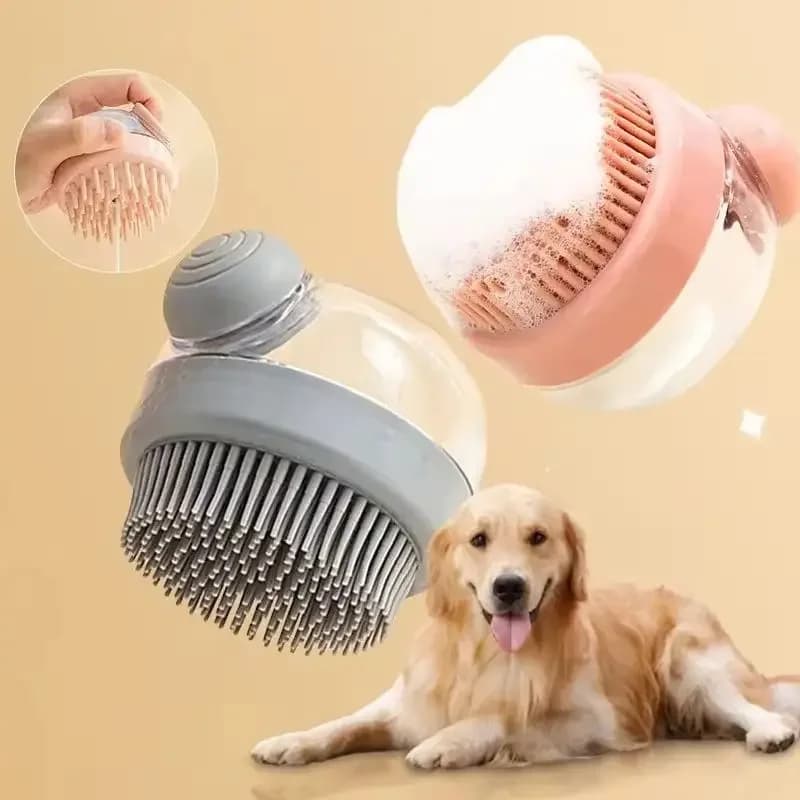 Pet Bath Brush Soft Silicone with Shampoo Dispenser Gentle Massage for Grooming Cleaning Fur and Hair Dog Brush Pet Items