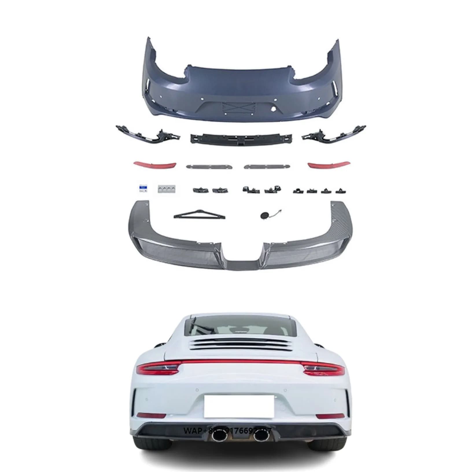 High Quality 12-19 for 991 Body Kits GT3 KDA Style Rear Diffuser Perfect Fit Rear Bumper Taillights New Upgrade 991.2 GT