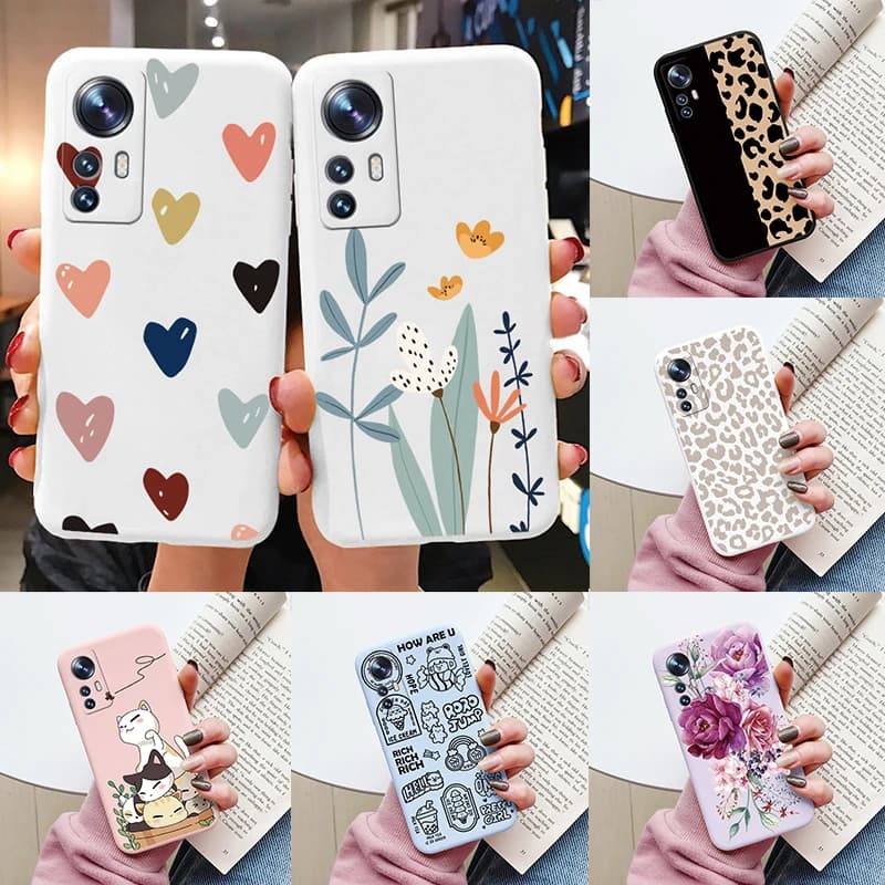 Flower Phone Case For Xiaom 12 5G 12X 12S 12 Lite Funda Cute Heart Cartoon Owl Xiaomi 12 X Mi12 Lite Matte Soft TPU Back Cover