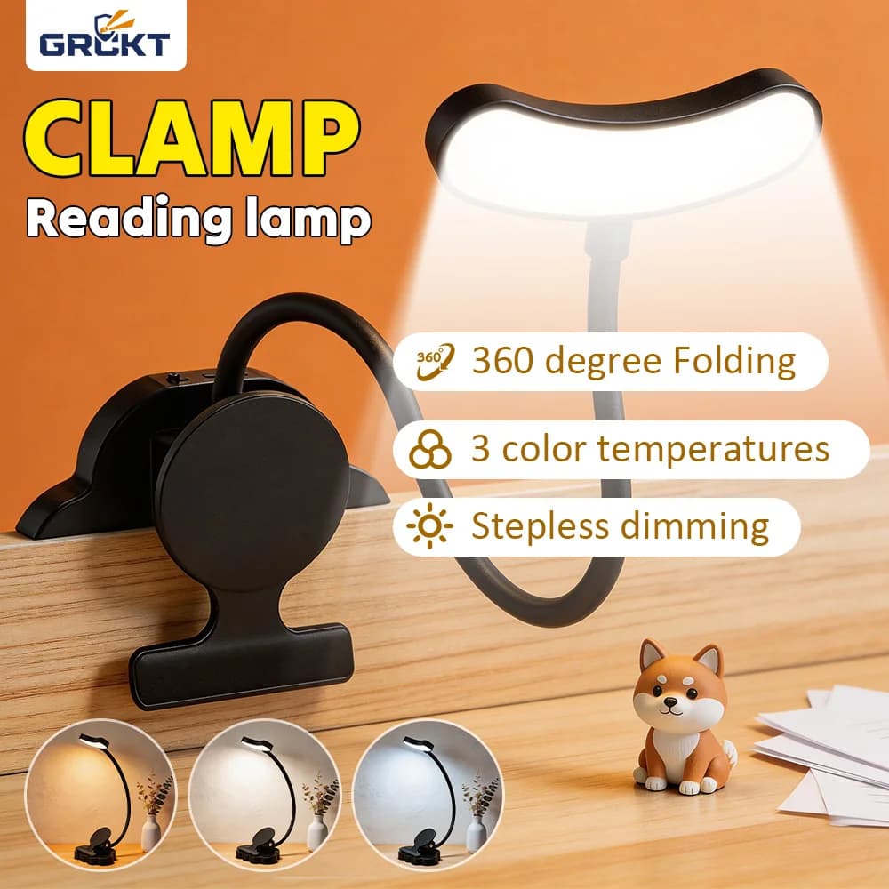 LED Reading Table Lamp USB Charging 3 Color Temperatures & Dimmable Table Lamp Eye Protection Reading Nights Light Study Bedroom