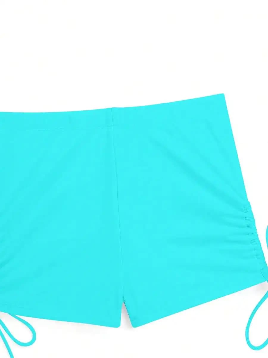 Womens Modest Tankini Set With Drawstring Shorts Tummy Control Swimsuit Beachwear