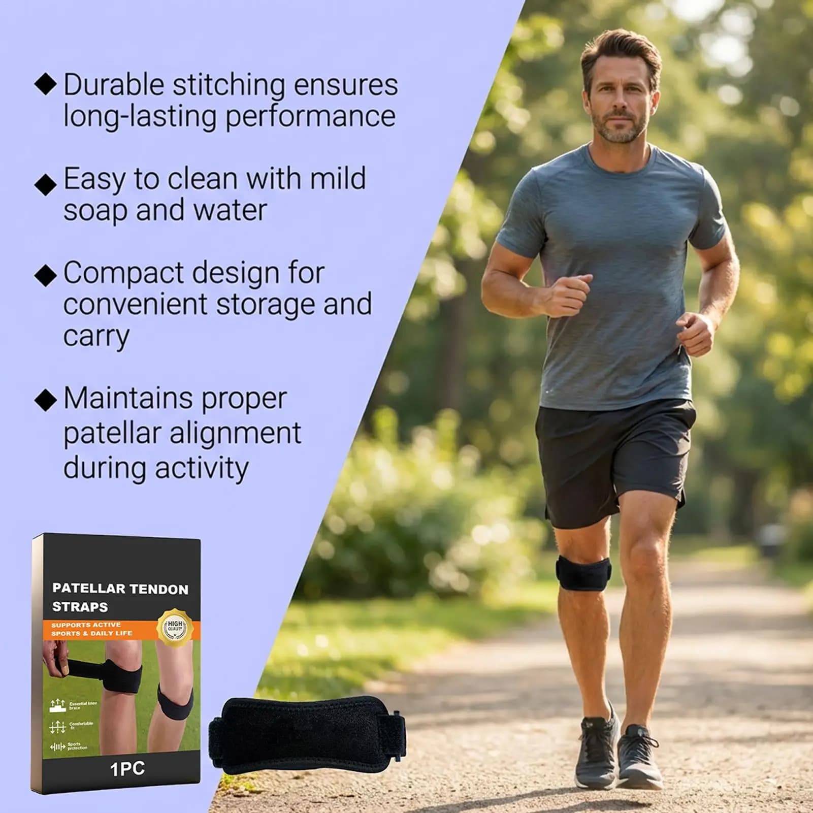 Patella Strap Adjustable Compression Sleeve Knee Sleeve For Basketball For Hiking Soccer Tennis Volleyball Squats Exercise