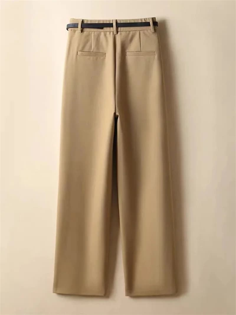 Pantaloni a gamba larga da donna 2025 Autunno Nuovi pantaloni larghi casual da donna dritti Cintura regalo Pantaloni neri semplici versatili ed eleganti