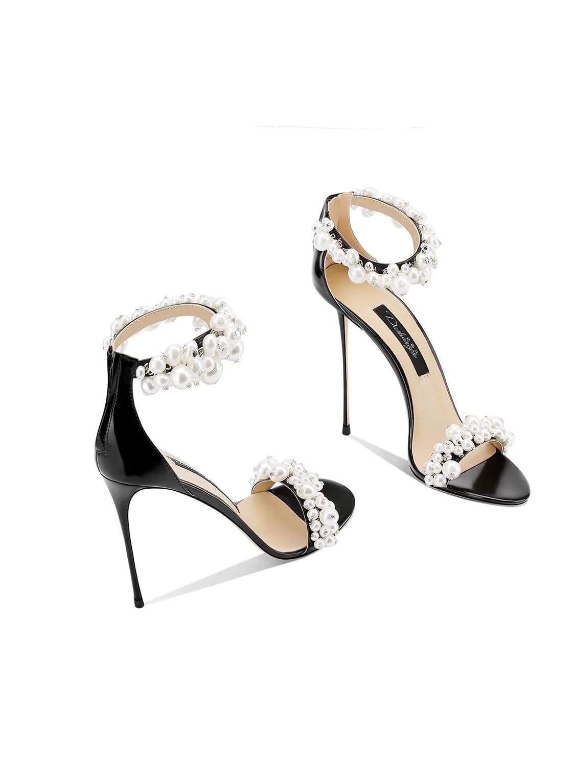 Sandali sottili con tacco alto estivi nuovi sandali a una linea in vernice di perle con punta tonda per banchetti scarpe da donna di grandi dimensioni di piccole dimensioni